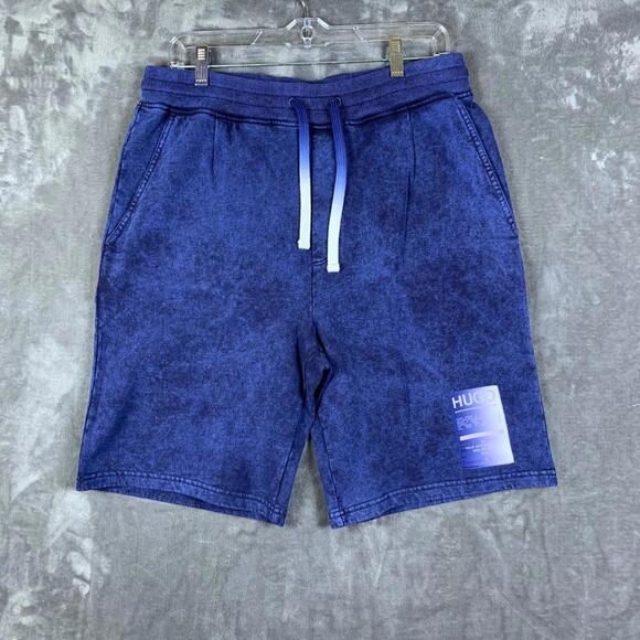 RARE! MENS Hugo Boss Logo Indigo Dye Shorts Sz. Med (332)